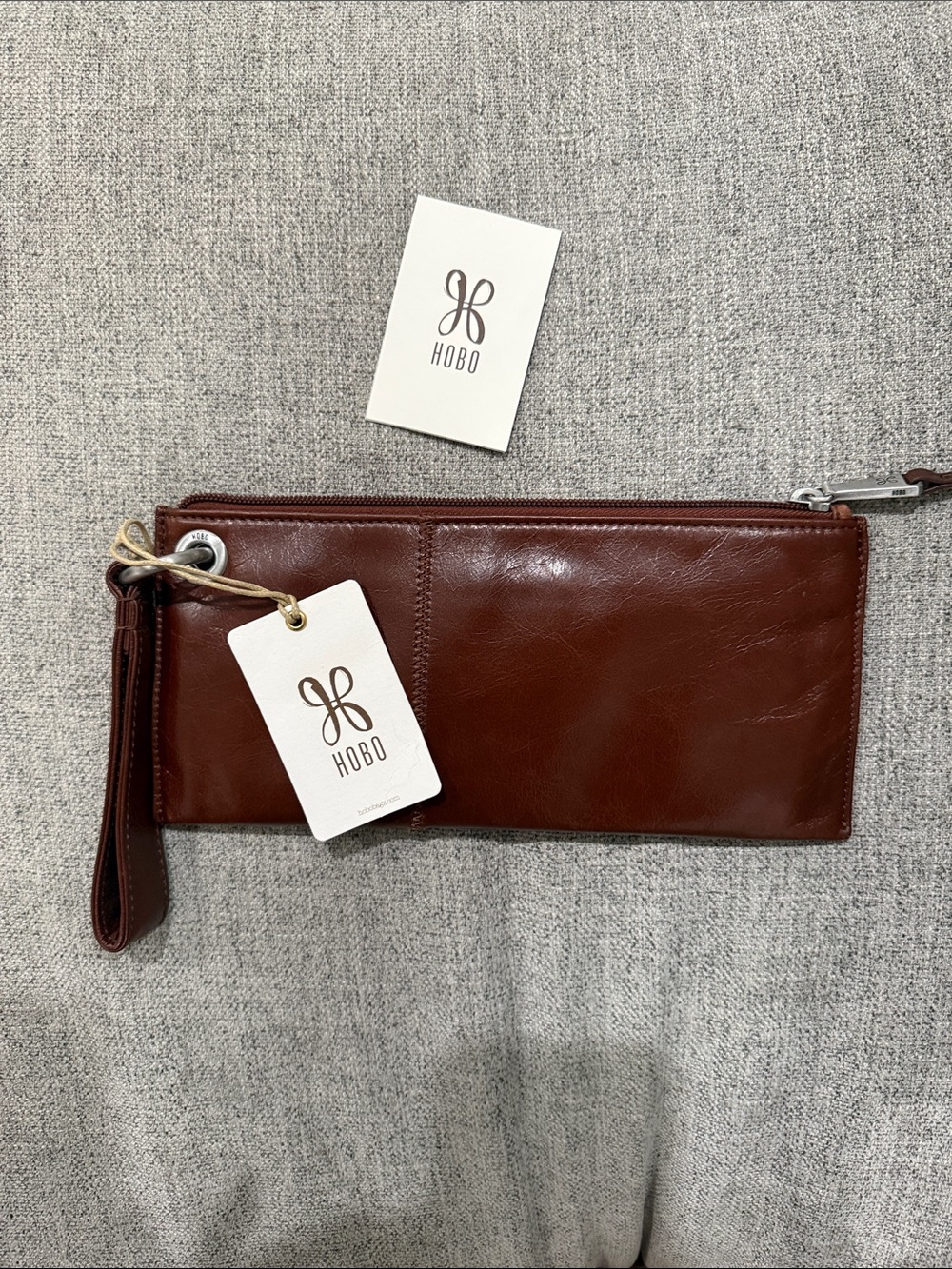 HOBO Chestnut Brown Leather Wristlet Clutch